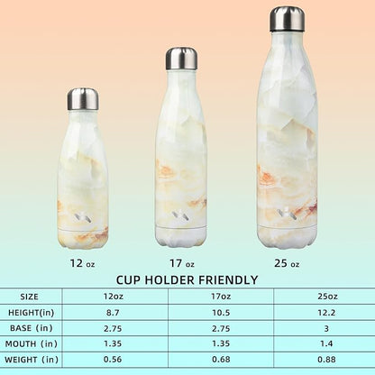Insulated Water Bottles,17 oz Double Wall Stainless Steel Vacumm Metal Flask for Sports Travel,Marble Jade