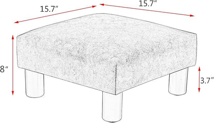 Joveco Small Footstool Ottoman Upholstered PU Leather Square Footrest Ottomans Small Foot Rest for Desk Couch Living Room Bedroom Office (Brown)