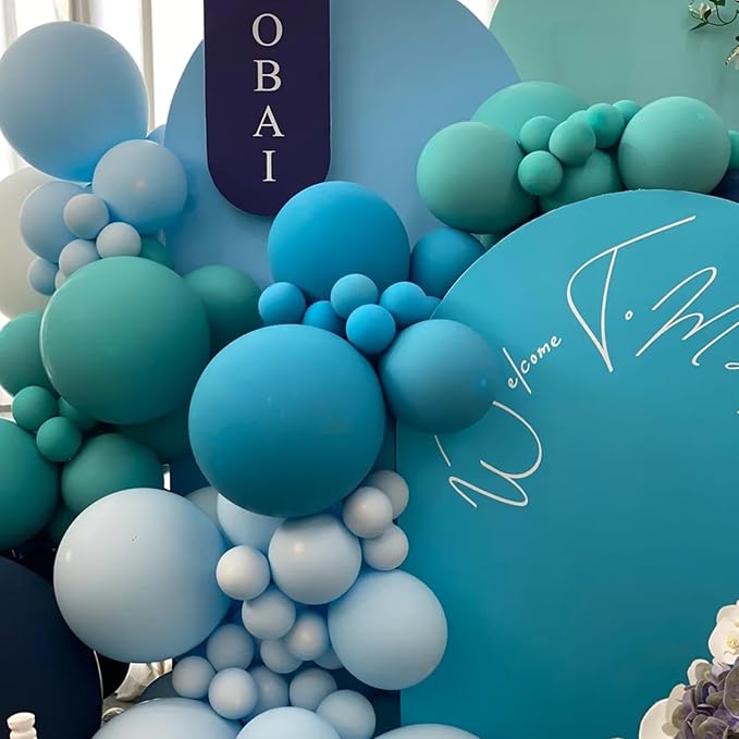 130pcs Peacock Blue Balloons Different Sizes 18" 12" 10" 5" Teal Blue Latex Balloon Garland Arch Kit for Birthday Baby Shower Graduation Wedding Gender Reveal Anniversary Party Decorations