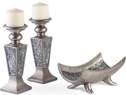 Creative Scents Schonwerk Silver Centerpiece Bowl - Coffee Table Decor - Centerpiece Table Decorations for Dining Room Living Room or Entry Table - Decorative Bowl - Best Wedding/Birthday Gift