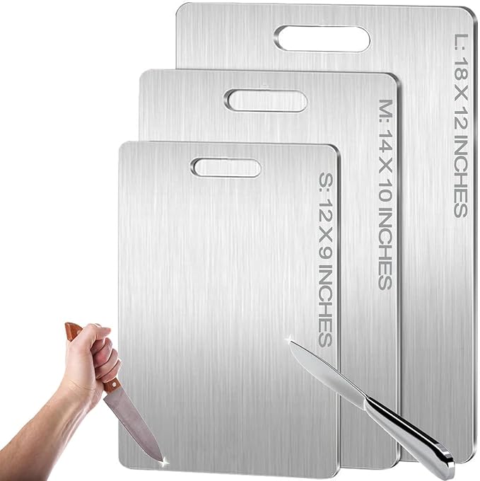 Titanium Cutting Board,100% Pure Titanium Cutting Boards for Kitchen, 2025 Double Sided Food-Grade Chopping Board for Cutting Meat Vegetable Fruit (18"L x 12"W)