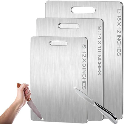 Titanium Cutting Board,100% Pure Titanium Cutting Boards for Kitchen, 2025 Double Sided Food-Grade Chopping Board for Cutting Meat Vegetable Fruit (18"L x 12"W)