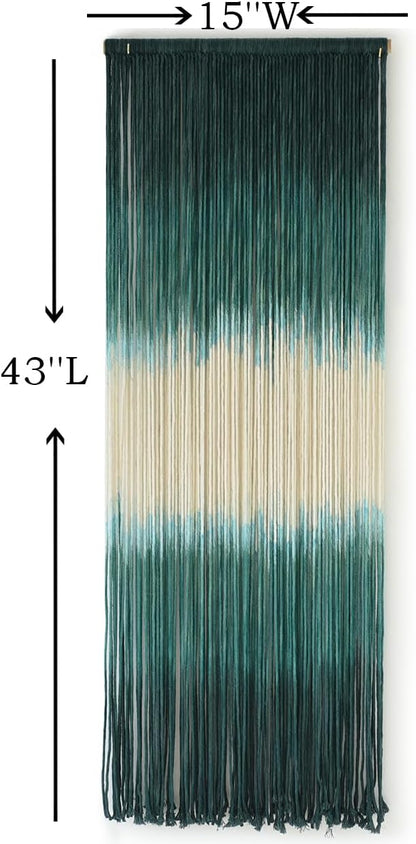 Macrame Wall Hanging Green Boho Handmade Ombre Wall Art Decor for Living Room Bedroom Fiber Art 15''W*43''L