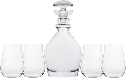 Ravenscroft Crystal | 5-piece European-Made Hand-blown Decanter Gift Set | 47.5 Fl Oz Decanter | 13.5 Fl Oz Glasses | 100% Lead-Free Crystalline
