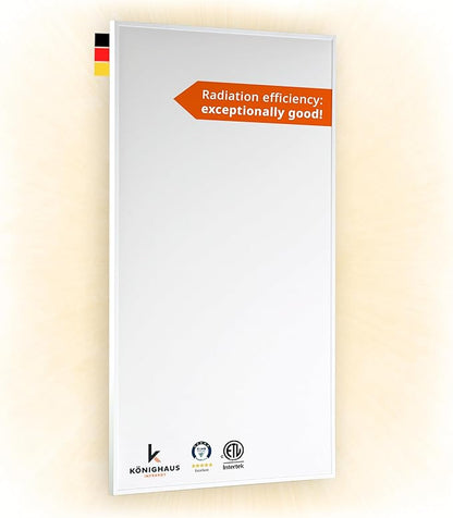 Infrared Space Heater 600W - suited for 86-142ft² - energy efficient electric heating - wall-mounted - warms up quickly - over-heating protection - silent - carefree - pleasant warmth
