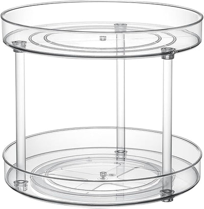 Clear Lazy Susan Organizer, Spice Rack Kitchen Cabinet Turntable, Pantry and Fridge Rotating Storage, Makeup Vanity for Skincare, Perfume, Cosmetic Dresser