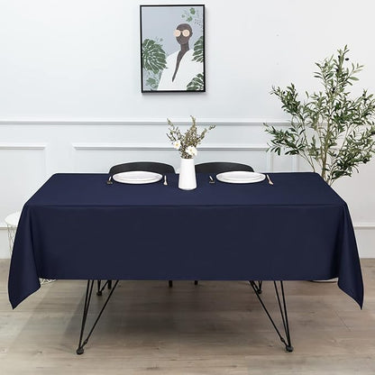 sancua Rectangle Tablecloth - 70 x 108 Inch - Stain and Wrinkle Resistant Washable Polyester Table Cloth, Decorative Fabric Table Cover for Dining Tables, Buffet Parties and Camping, Navy