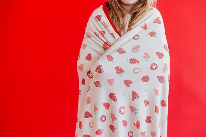 Copper Pearl Jumbo 3-Layer Baby Blanket: Soft Quilts for Boys & Girls | Breathable, Cozy Toddler Blanket | Newborn Quilt | 46x46 Premium Polyester/Rayon | Strawberry