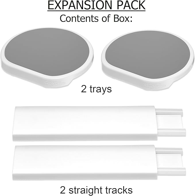 Expansion Pack - Light Gray - 2 Straight Tracks and 2 Trays. Does not Work Without the Lazy Susan Revolution Full Set (Sold Separately).