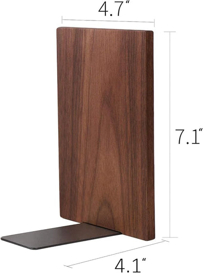 Muso Wood Handmade Walnut Book Ends, Non-Skid Bookends for Shelves, Large Sturdy Book Ends for Heavy Books, Decorative Book Shelf (3 Pairs)