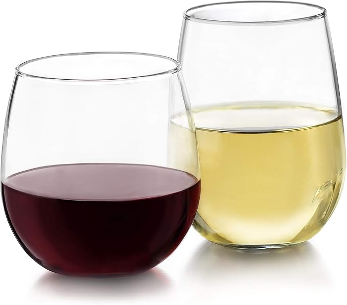 Libbey Stemless Wine Glasses Set of 12, Dishwasher Safe Set Of Wine Glasses, Perfect for Cocktails, Water, and Outdoor Glassware