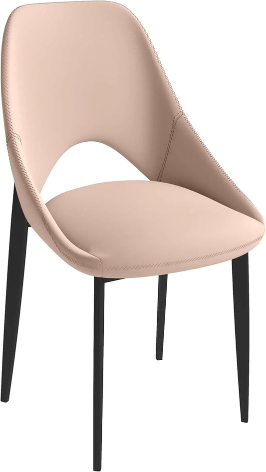LeisureMod Amalfi Upholstered Fabric Dining Chair – Modern Side Chair with Iron Legs, Mid-Century Accent Chair for Dining Room or Kitchen