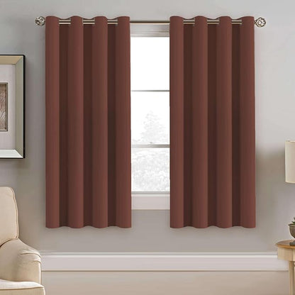 H.VERSAILTEX Blackout Window Curtain Panels Thermal Insulated Room Darkening Solid Grommet Curtains/Drapes for Bedroom Privacy Protection (Set of 2 Panels,52 by 63 Inch Long, Rust)