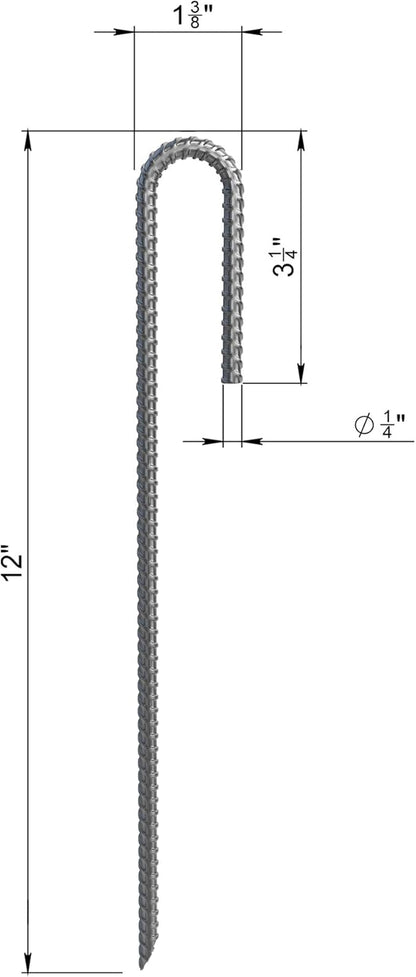 Vodaland Rebar Stakes J Hook Extra Heavy Duty 1/4 inch Coated Steel Ground Anchors with Chisel Point End (10)