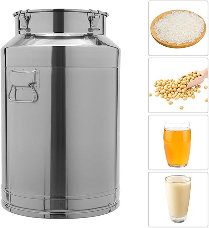 Stainless Steel Milk Can, 304 Stainless Steel Pail 20Gal Milk Can with Sealed Lid, 76L Hanging Lid Metal Milk Jug Bucket for Oil Tea Wine