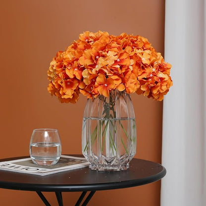 Tifuly Hydrangea Artificial Flowers -12 pcs Realistic Fake Hydrangea Silk Flowers with Stems Faux Hydrangea Flowers Heads for Office Home Party Wedding Centerpiece DIY Floral Decor (Orange)