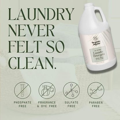 Laundry Detergent, Spring Breeze, Up to 64 Loads, 100% Natural Formula with Essential Oils, Gentle & Effective Formula Without Harsh Ingredients, Paraben & Sulfate Free, Natural Scent