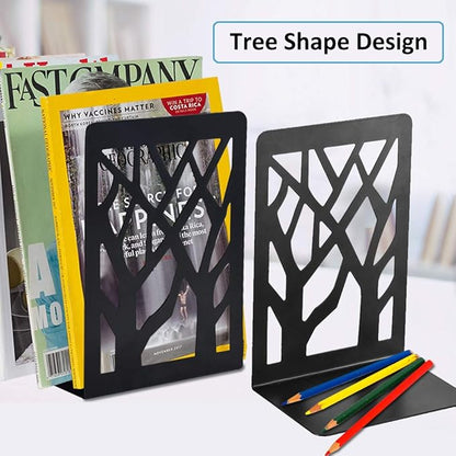 Book Ends, Bookends, Bookends for Shelves, Bookend, Book Ends for Heavy Books, Black Metal Book Shelf Holder Home Decorative, Book Stoppers for Shelves 2 Pair