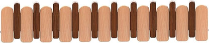 Wall Mounted Piano Key Hanger | Flip Style Hook | Entrance Wall Art Hook, Made of Oak Wood (3 Times Painted, 4 Times Polished) (Arc Walnut-Beech, 10Hooks)