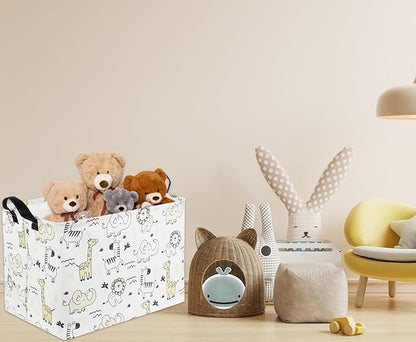 HIYAGON Baby Baskets kids Toy Basket for Boy and Girls Woodland Gift Basket Empty Cute Storage Bin Organizer Box Rectangular Animal Room Decor for Books(Animal)