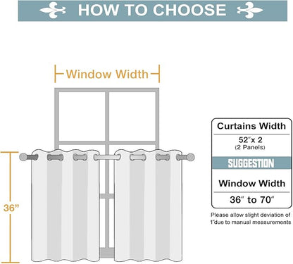 ChrisDowa Small Window Curtains for Kitchen and Bedroom - Grommet Short Thermal Insulated Room Darkening Curtains (2 Panels, Black, 52 x 36 Inch)
