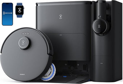 ECOVACS DEEBOT T30S Combo Robot Vacuum and Mop, All in One Cleaning Hub, 11000Pa, ZeroTangle Technology, TruEdge Adaptive Edge, Dual Self-Emptying, Hot Water Washing