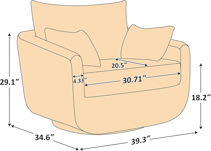 360° Swivel Accent Armchair Set of 2, 39.3" Oversized, Sherpa Boucle Fabric Sofa Chair with Removable Back & Arm Pillows, Swivel Chairs with Cozy Soft Padded, No Assembly Required, Camel