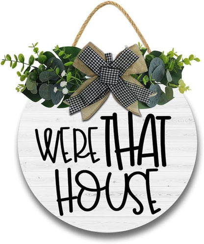 Funny Hanging Wall Sign for Front Door Home Kitchen Decor Rustic Wooden Round Sign Wall Decoration for Kitchen Dining Room Living Room Bedroom Outdoor