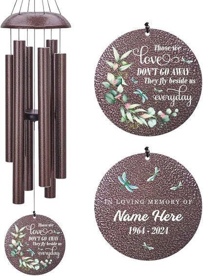 Sympathy Wind Chimes, Personalized Wind Chime for Loss of Loved Ones, Memorial Gifts Wind Chimes, Metal Sympathy Bereavement Condolences Gifts for Funeral (36inch)