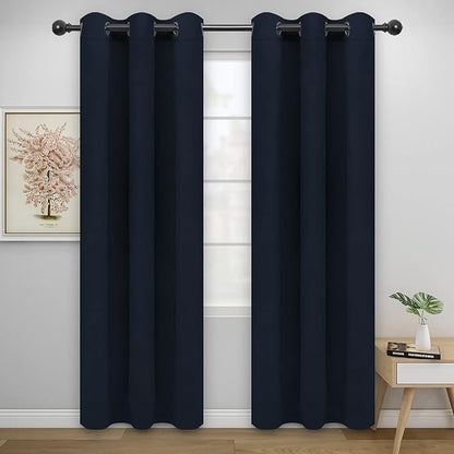 Easy-Going Blackout Curtains for Bedroom, Solid Thermal Insulated Grommet and Noise Reduction Window Drapes, Room Darkening Curtains for Living Room, 2 Panels(42x84 in, Navy)