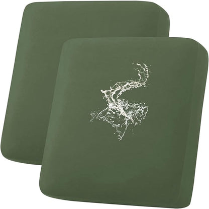 hyha Waterproof Couch Cushion Covers, Stretch Sofa Couch Seat Slipcover for Dog Washable, Non-Slip Waterproof Outdoor Cushion Covers for Patio Furniture Replacement (2 Pieces, Bronze Green)