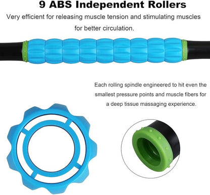Yansyi Muscle Roller Stick for Athletes - Body Massage Roller Stick - Release Myofascial Trigger Points Reduce Muscle Soreness Tightness Leg Cramps & Back Pain for Physical Therapy & Recovery (Blue 2)