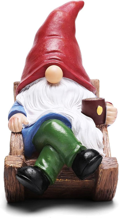 Solar Garden Gnomes Outdoor Statue with Solar Lights,7.1“ Figurine Lights Solar Garden Yard Decorations Outdoor Decorations for Patio,Yard,Lawn Ornament，Mom Gift Unique Housewarming Gifts