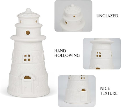 White Ceramic Lighthouse Statue Lamp - Light House Book Shelf Decor Aesthetic,Beach Themed Room Decor,Nautical Coastal Ocean Decor for Home Bedroom Bathroom Living Room