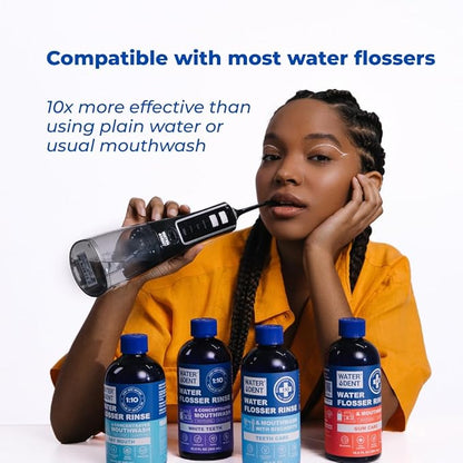 Concentrated Water flosser Rinse & mouthwash | Add to Oral irrigator | Mint Flavor | Alcohol and Fluoride Free. Made in USA | Pack of 2 = 33.8 fl.oz