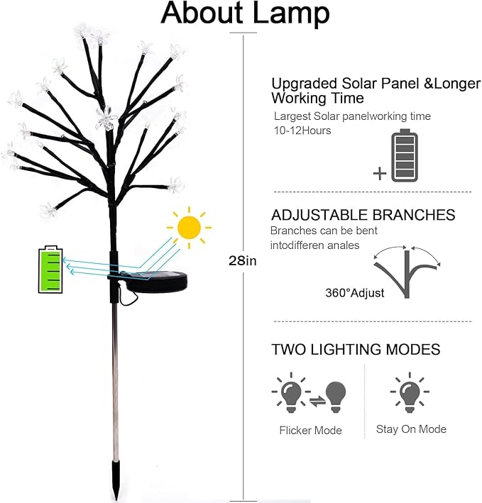 Solar Garden Lights Waterproof, Solar Outdoor Lights Decorative 8Pack, 160Led Solar Powered Flowers Garden Decor, Outdoor Fairy Light for Yard,Pathway,Lawn,Outside Decorations