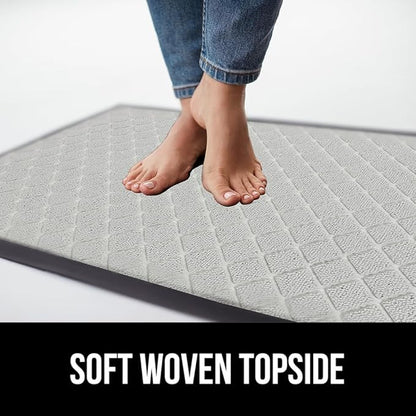 GORILLA GRIP 100% Waterproof All-Season WeatherMax Doormat US Designed Natural Rubber, Stain and Fade Resistant, Low Profile Indoor Outdoor Door Mats, Easy Clean Patio Mat, 23x35, Light Gray