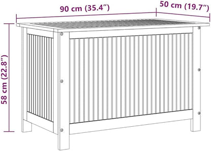 vidaXL Wooden Deck Box - Outdoor Teak Storage Chest, Ideal for Patio Furniture Cushions, Pool Accessories, Garden Tools - Water-Resistant Bag Inside - 35.4''x19.7''x22.8'', Solid Acacia Wood