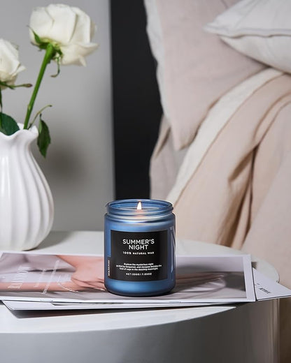 M&SENSE Summer's Night Scented Candle, All Natural Soy Wax Clean Non Toxic Manly Candle for Home, 7.05oz Up to 50 Hours Burn Time in Glass Jar for Bedroom