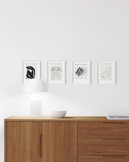 HAUS AND HUES 6x8 White Metal Picture Frames - Photo Frames 6x8 - Features Premium Aluminum, Vertical Hanging, Easel Back for Tabletop, Home, Office (6x8 in, White, Set of 4)