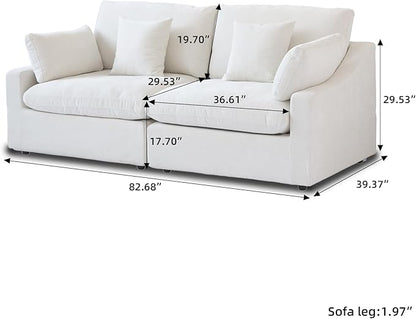 JACH Sectional Couches for Living Room, Cloud Sectional Couch with Deep Seat, Down Filled Modular Sofa, Covers Removeable & Washable,Love Seat Sofas Furniture for Living Room, White