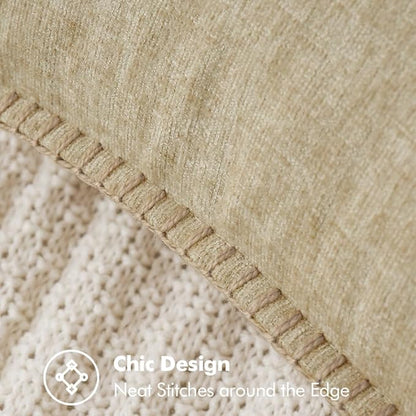 MIULEE Pack of 2 Couch Throw Pillow Covers 22x22 Inch Beige Farmhouse Decorative Pillow Covers with Stitched Edge Soft Chenille Solid Dyed Spring Pillow Covers for Sofa Bed Living Room
