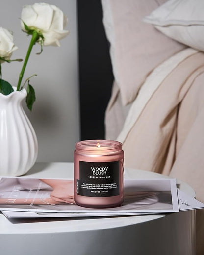 M&SENSE Woody Blush - Rose Vetiver Scented Candles 7.05oz 50 Hour Long Lasting Burn Non Toxic Natural Luxury Candle Gifts for Women，Aromatherapy Gifts for Relaxing Spa