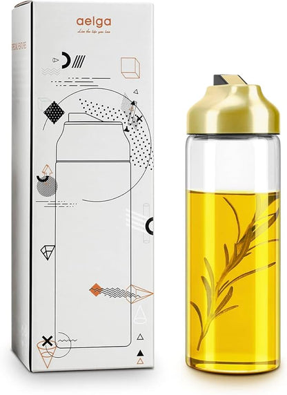 Aelga Gold Oil Dispenser - Gold Kitchen Accessories-Oil Dispenser Bottle for Kitchen with Stainless Steel Spout