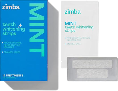 Zimba Watermelon Flavored Teeth Whitening Strips | Vegan, Enamel Safe Hydrogen Peroxide Teeth Whitener for Coffee, Wine, Tobacco, and Other Stains | 14 Day Treatment | Watermelon