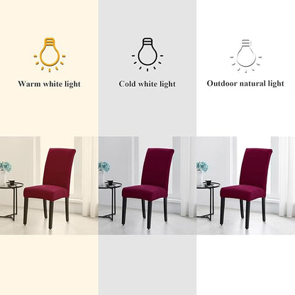 Joccun Chair Covers for Dining Room Set of 4,Dining Chair Slipcovers Stretch Dining Room Chair Covers Seat Protector,Washable Parsons Chair Cover for Home,Hotel(Wine Red,4 Pack)