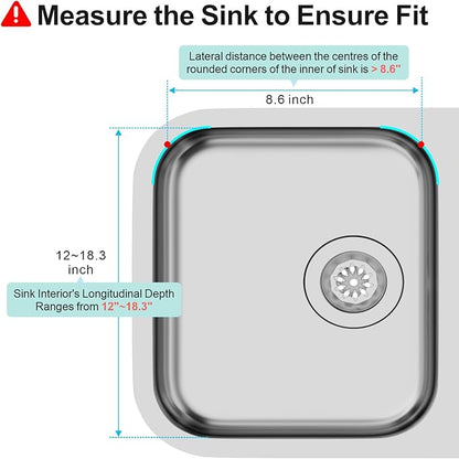 GSlife Expandable in Sink Dish Drying Rack Small with Silicone Mat - Stainless Steel Capacity Adjustable Over The Sink Dish Rack with Utensil Holder for Counter or Inside Sink (12.4" -16.8"), Silver