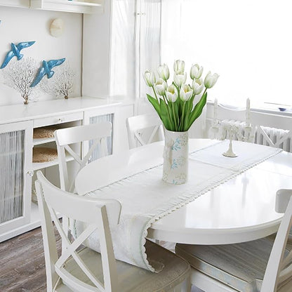 Artificial Tulips Flowers – 20" Long Stem Faux Tulips, 10PCS Real Touch Fake White Tulip for Vase, Farmhouse, Kitchen, Spring & Wedding Home Decor