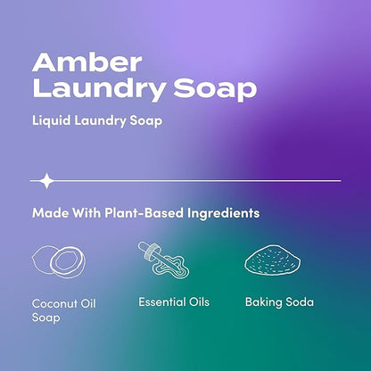 Indigo Wild Zum Clean Laundry Soap - Plant-Based Liquid Laundry Soap - Contains Baking Soda, Essential Oils & Saponified Coconut Oil - Amber - 64 fl oz