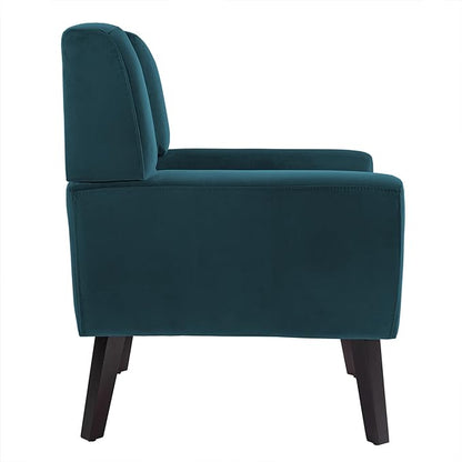 UIXE Accent Chair, Velvet Upholstered Armchair for Living Room, Modern Club Arm Chairs Comfy Single Sofa Button Tufted Bedroom Reading Seat - Blue, Set of 1